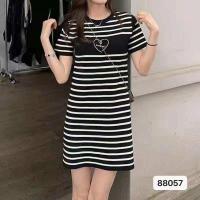 ราคา พร้อมส่ง เดรสไหมพรมแขนสั้น คอกลม ผ้านิ่มมาก มินิเดรส สวยเซ็กซี่มาก (12834223092)