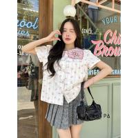 ราคา เสื้อคอปกปักลายดอกน่ารัก (21963657105)