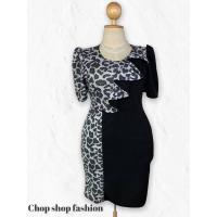 ราคา ชุดเดรสสาวอวบลายเสือทูโทนตัดดำ (21271658329)