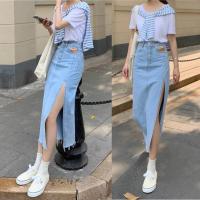 ราคา พร้อมส่ง กระโปรงยีนส์ เอวสูงเว้าข้าง กระโปรงยีนยาว ทรงเอ ผ่าข้าง สําหรับผู้หญิง สีฟ้าอ่อน แมทช์ได้ทุกลุค สไตล์เกาหลี (21681730194)