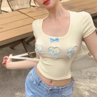 ราคา YIYI SHOP เสื้อผ้าแฟชั่นผู้หญิง เสื้อครอป ไหมพรม แขนสั้น คอเหลี่ยม รุ่น3591 (21957680104)