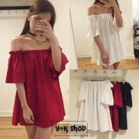 ราคา เสื้อปาดไหล่แขนกระดิ่ง สาวอวบ สาวอ้วน ไซส์ใหญ่ (19545652491)