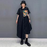 ราคา XITAO Loose Asymmetric Shirt Dress Fashion Patchwork Print Women Dress DMJ4093 (21672217652)