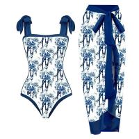 ราคา 2pcs set Bikini 2023 New Bodysuit Swimwear Women With Skirt Bathing Suit Summer New Ruffle Splice Print Beachwear Holiday Bikini Cover Ups Outfits (19376425324)