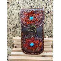 ราคา กระเป๋าใส่มือถือหนังแท้ ไซส์กลาง ลายดอกไม้ ประดับเทอร์คว้อยซ์ กระเป๋ามือถือ ทรงตั้ง ถักขอบ กระเป๋าหนัง กระเป๋าหนังแท้ กระเป๋าหนังแท้ทั้งใบ กระเป๋าหนังวัวแท้ กระเป๋าหนังวัว กระเป๋าทํามือ หนังฟอกฝาด หนั