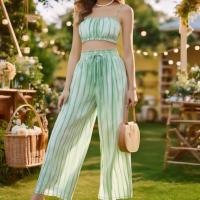 ราคา Closet Crush ชุดเซ็ตผญ เสื้อสายเดี่ยวครอปและกางเกงขายาวลายทาง สีเขียวอ่อน (21931733598)