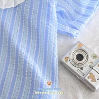 ราคา Moonin Kala Crop เสื้อคอปกกะลา แต่งระบาย ผ้าลายริ้ว สีพาสเทล (21914215972)