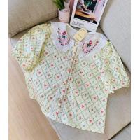 ราคา เสื้อคอปกปักดอก ลายดอกโบว์ สีเหลือง Cotton Store (21463438311)