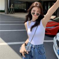 ราคา เสื้อครอปเเขนกุดเเฟชั่น เสื้อกล้ามครอปวินเทจ เเฟชั่นสไตล์เรียบง่าย เสื้อกล้ามครอปร่องเล็ก (21308466342)