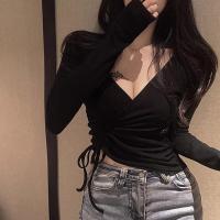 ราคา เสื้อแขนยาว ทรงครอป แต่งรูดข้างหน้า (21386650982)