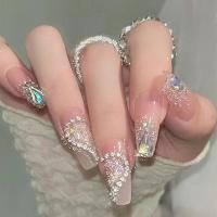 ราคา 24 ชิ้น 24 ชิ้น DIY เล็บปลอมฝรั่งเศสเล็บปลอม Rhinestone เพิร์ลเล็บปลอม (21026500344)