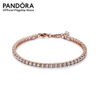 ราคา Pandora 14k Rose gold plated bracelet with clear cubic zirconia เครื่องประดับ สร้อยข้อมือ สร้อยข้อมือสีโรส สร้อยแพนดอร่า แพนดอร่า (18572636367)