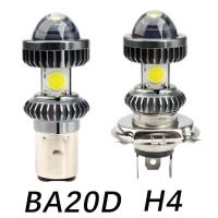 ราคา สกู๊ตเตอร์รถจักรยานยนต์หลอดไฟ H4 BA20D สปอตไลท์หลอดไฟไฟฉายคาดหัว LED (20981183875)