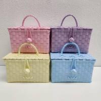 ราคา ตระกร้าสานเส้นพลาสติก กระเป๋าสานเส้นพลาสติก ตระกร้าจ่าย กล่องอเนกประสงค์ กว้าง13ยาว15 5สูง11 5 CM วัดจากขอบปากตระกร้า (9313621363)