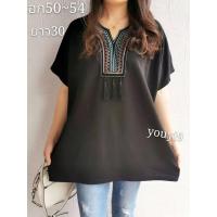 ราคา พร้อมส่ง เสื้อสาวอวบสาวอ้วนมีสายห้อยสวยๆคอวี (8013987125)