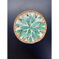ราคา แผ่นรองแก้ว ฝังเปลือกหอยมุก มัดด้วยขอบหวายแท้ ทรงกลม 4 นิ้ว (21645975512)