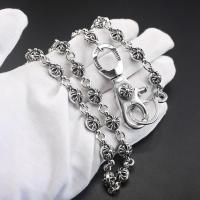 ราคา TOP CHrome Hearts S925 Silver Cruciate Flower Waist Phants Zipper Bag Chain INS Cross Flower Chain (21495096707)