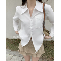 ราคา เสื้อเชิ้ต lll Freesize lll Z033 คอปก แขนยาว กระเป๋าหน้า ซิปหน้า เนื้อผ้าซาร่า ผ้าดี ใส่สบาย (22078284581)