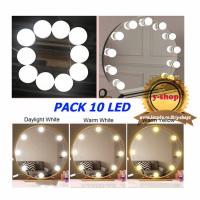 ราคา pack 10led A หลอดไฟติดกระจกในบ้าน Mirror Lights หลอดไฟติดกระจกในบ้าน ปรับได้3สี ใชไฟUSB (1426284357)