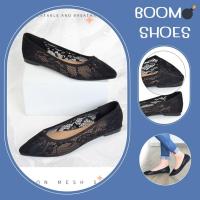 ราคา BOOM รองเท้าคัชชู ผ้าลูกไม้ ทรงหัวแหลม สีดำล้วน 7 ไซส์ (20477897957)