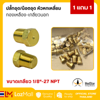 ราคา ปลั๊กอุด น็อตอุด หัวหกเหลี่ยม ทองเหลือง เกลียวนอก 1แถม1 (21455859204)