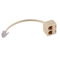 ราคา RJ11 6P4C 2 Way Outlet Telephone Jack Line Splitter Adapter Beige (20217700945)