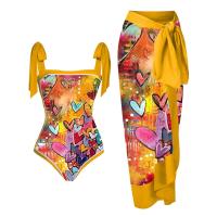 ราคา 2Pcs set Swimsuit Woman 2023 Women Vintage Colorblock Abstract Floral Print 1 Piece Swimwear 1 Piece Cover UP Two Piece Vintage Print Swimsuit Monokini (18636256078)