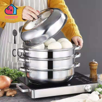 ราคา Stainless steel steamer หม้อนึ่งสแตนเลส 3ชั้น รุ่นฝาสูง หม้อทำอาหาร หม้อนึ่ง หม้อสแตนเลส หม้อต้มพร้อมส่ง (766472516)