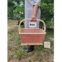 ราคา ตะกร้าหวาย ตะกร้าทำบุญ ตะกร้าไปวัด ตะกร้าไปทำบุญ ตะกร้าสาน ตะกร้าไม้ไผ่ ลายดอกพิกุล ทรงเหลี่ยม ใบใหญ่ ขนาด 11x14 5x8 5 นิ้ว Handmade Thai Basket (18703625394)