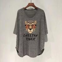 ราคา CODjoxhz895 Oversize Women เสื้อยืดคอกลม แขนสั้น พิมพ์ลาย ทรงหลวม โอเวอร์ไซซ์ พลัสไซซ์ 40 150 กก (19399558081)