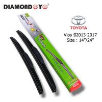 ราคา ที่ปัดน้ำฝน ใบปัดน้ำฝน Toyota Vios 2013 2017 ไซส์14 24 ยี่ห้อ Diamond กล่องเขียว (10932936512)