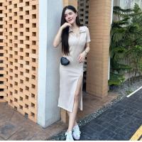 ราคา เดรสยาว เดรสผ่าหน้า อกยืดได้ ผ้านุ่มใส่สบาย ผ้านิ่ม (21815316388)