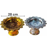 ราคา พานเงิน พานทอง พานสีทอง พานสีเงิน คุณภาพดี พาน พานโตก สีเงิน ทอง พลาสติก ขนาด12 28 cm (19878793975)