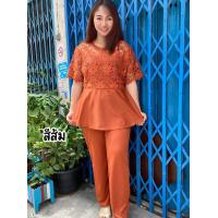 ราคา ชุดเซ็ท 2 ชิ้น เสื้อและกางเกง เสื้อลูกไม้เนื้อแพงด้านหน้าแต่งชายเสื้อสวยพริ้ว เนื้อผ้ายืดมูลเวฟ ผ้านุ่ม มาพร้อมกับกางเกงขายาว (20889002792)