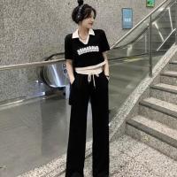 ราคา พร้อมส่ง ชุดลำลอง เซต2ชิ้นเสื้อคอปกแขนสั้น กางเกงขายาว ชุดกีฬา สไตล์เกาหลีใหม่ ชุดเซท เสื้อผ้าแฟชั่นผู้หญิง (20965450531)