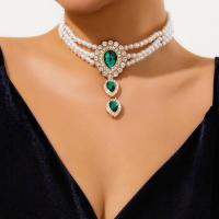 ราคา French vintage beaded choker Choker imitation pearl water drop rhinestones fashion collar accessories (21263595929)