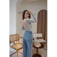 ราคา Body suit เสื้อบอดี้สูทแขนยาวเว้าหลังผ้าเรย่อนรัดรูป (12835129682)