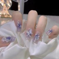 ราคา 24 ชิ้น 24 ชิ้น DIY เล็บปลอมฝรั่งเศสเล็บปลอม Rhinestone เพิร์ลเล็บปลอม (21026500343)