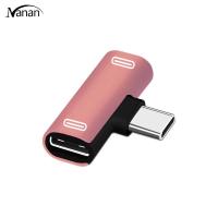 ราคา Nanan สต็อก ฟรีเชือกโทรศัพท์มือถือ Dual ประเภท C USB C หูฟังชาร์จ Charger Adapter Splitter แปลงสำหรับ Xiaomi 6 6X 8 Note3 Mix 2 Huawei Mate 10 P20 (10263368458)