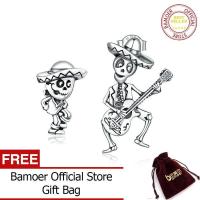 ราคา BAMOER ต่างหูรมเงินรมดำสำหรับผู้หญิงผู้ชายกะโหลกศีรษะพร้อมของขวัญเครื่องประดับกีตาร์สำหรับเด็กผู้หญิงเครื่องประดับเงินสเตอร์ลิง925 BSE420 (19897138709)