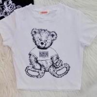 ราคา เสื้อครอปแขนสั้น สกรีน หมี ผ้าเรย่อน พร้อมส่ง (21542553432)