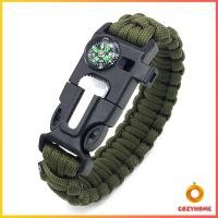 ราคา Cozy เชือกรัดข้อมือ สายรัดข้อมือสีเขียว สำหรับเดินป่า มีด นกหวีด แท่งจุดไฟ เชือก เข็มทิศ 5in1 Outdoor Accessories (20315695622)