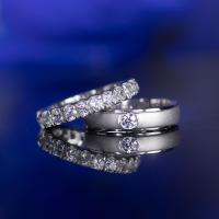 ราคา แหวนเพชรคู่ดีไซน์สุดหรู เพชร CZ เกรดพิเศษ ตัวเรือนเงินแท้ ชุบทองคำขาว (20510052016)