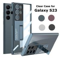 ราคา YIQIAN สำหรับ Samsung Galaxy S23 S23 S23 Plus S23 Ultra Clear Case Kickstand Feature เลนส์กล้องถ่ายรูป Protector Slim Thin Hard โทรศัพท์พีซีกลับเคสสำหรับ Galaxy S23 Series (17162559839)