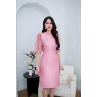 ราคา All Ladies เดรสผ้าไหมญี่ปุ่นดีไซน์เรียบหรู ช่วงแขนเราทำทรงหรูหราเป็นแขนทรงกระบอกใหญ่ใช้ผ้าลูกไม้เงาทอลายดอกไม้สวยๆแน่นๆ (21571283536)