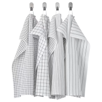ราคา ผ้าเช็ดจาน IKEA ผ้าเช็ดจานชาม สีขาว เทาเข้ม มีลาย ขนาด 45x60 ซม แพ็ค 4ชิ้น (21709437120)