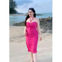 ราคา เดรสสาวอวบอ้วนคล้องคอเว้าเอว เดรสผ้าท็อปฟี่ สาวอวบอ้วน (21526575033)