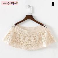 ราคา LemonBlue ผ้าคลุมไหล่ถักโครเชท์สำหรับผู้หญิงเสื้อคลุมไหล่ประดับลูกไม้สไตล์วินเทจแบบสั้นลายฉลุ (8580065961)