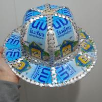 ราคา หมวกกล่องนม ทำจากกล่องนม เป็นงานแฮนด์เมด (21519742618)