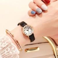 ราคา นาฬิกาข้อมือผู้หญิง หน้าปัดกลม มี 4 สี แฟชั่น สไตล์วินเทจ มินิมอล นาฬิกาลำลอง (21784404515)